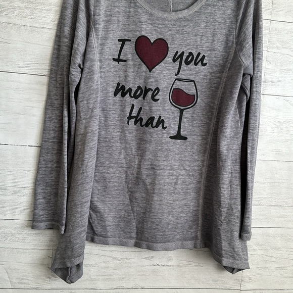 Absolutely Famous Long Sleeve Top I Love You More Than Wine | SIZE L - Picture 5 of 6